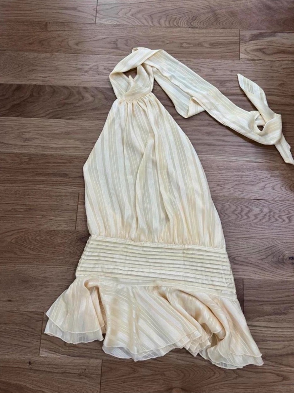 Pepper Mayo Halter Ruffle Midi Dress Yellow